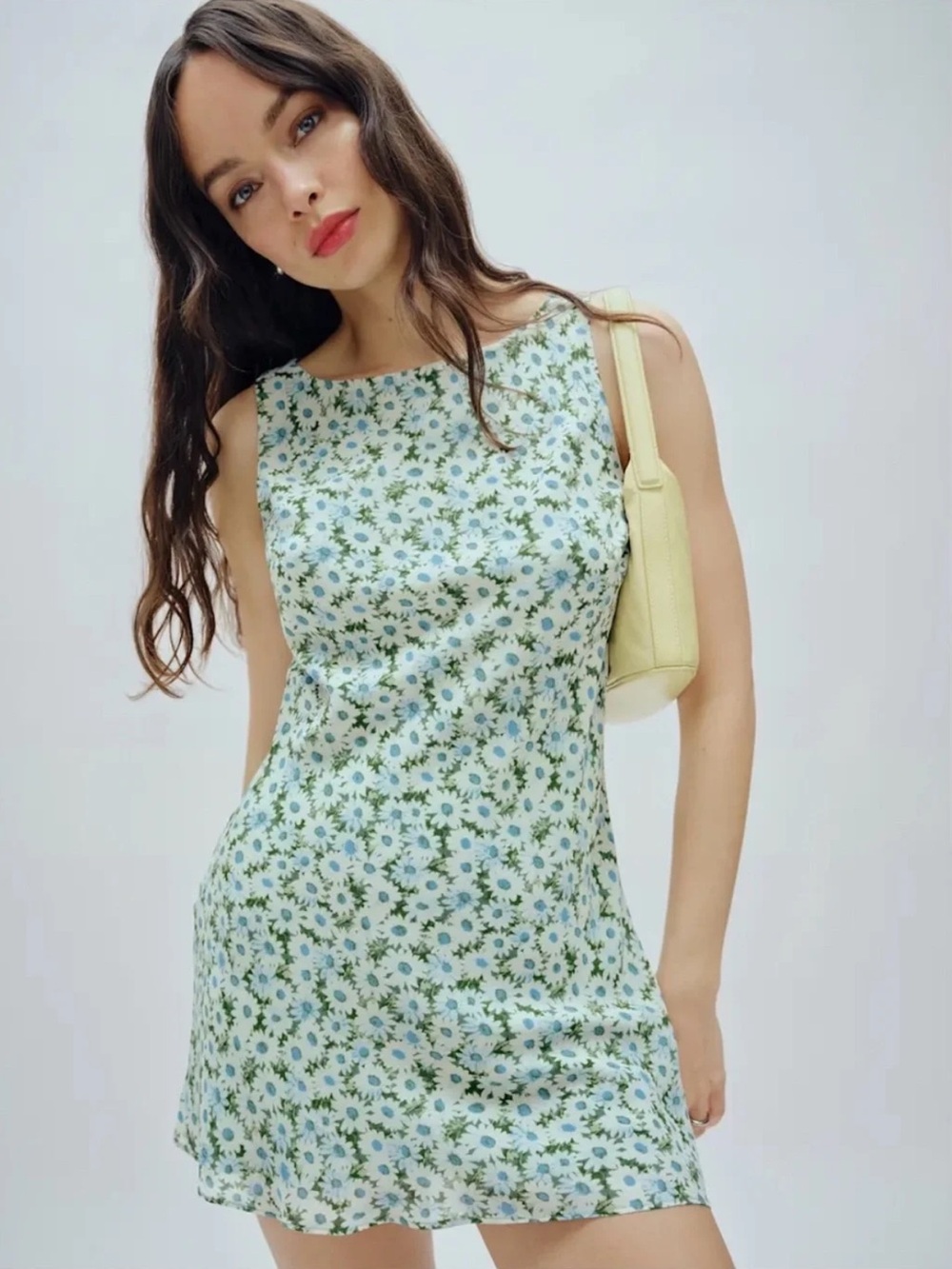 Reformation Dale Dress - Blue Floral Daisy Mini S Small